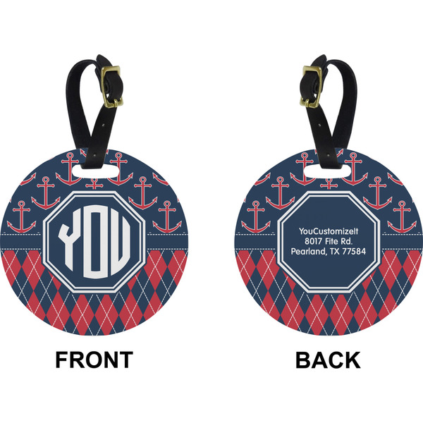 Anchors & Argyle Circle Luggage Tag (Front + Back)
