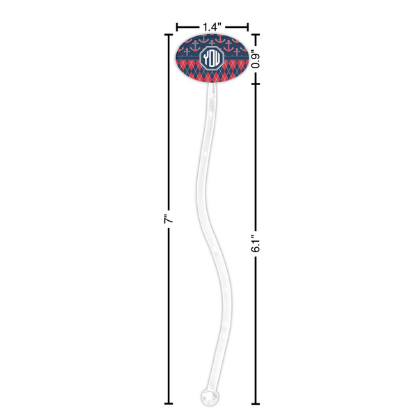 Anchors & Argyle Clear Plastic 7" Stir Stick - Oval - Dimensions