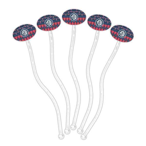 Anchors & Argyle Clear Plastic 7" Stir Stick - Oval - Fan