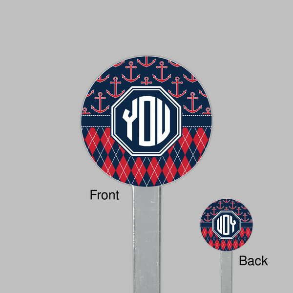 Anchors & Argyle Clear Plastic 7" Stir Stick - Round - Front & Back