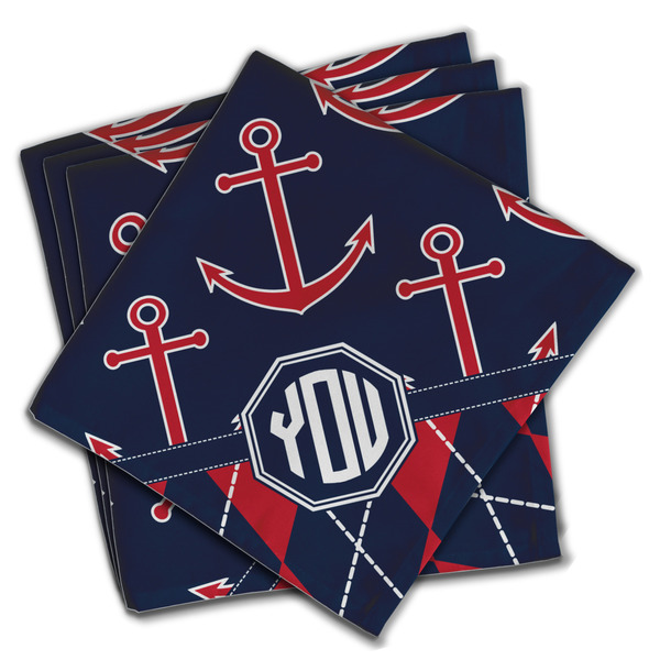 Custom Anchors & Argyle Cloth Napkins (Set of 4) (Personalized)