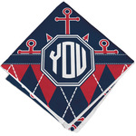 Anchors & Argyle Cloth Cocktail Napkin - Single w/ Monogram