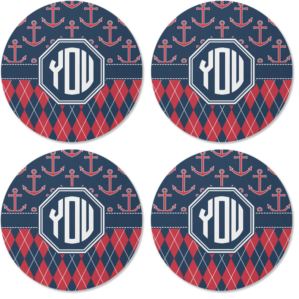 Anchors & Argyle Coaster Round Rubber Back - Apvl