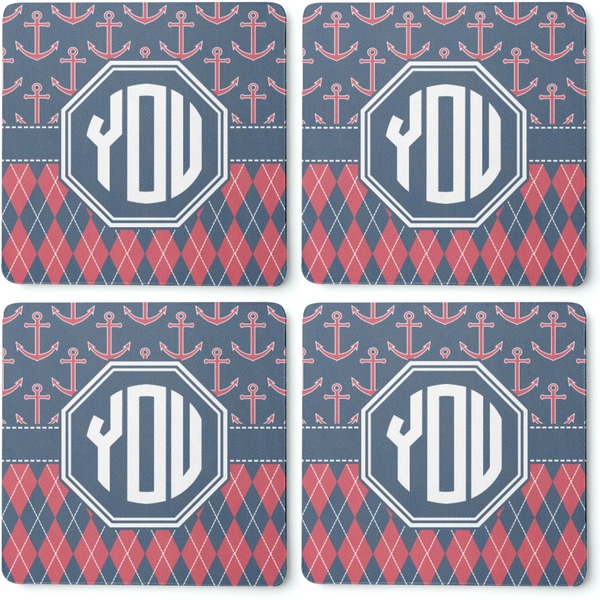 Anchors & Argyle Coaster Rubber Back - Apvl