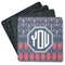 Anchors & Argyle Square Rubber Backed Coasters - Set of 4 (Personalized)