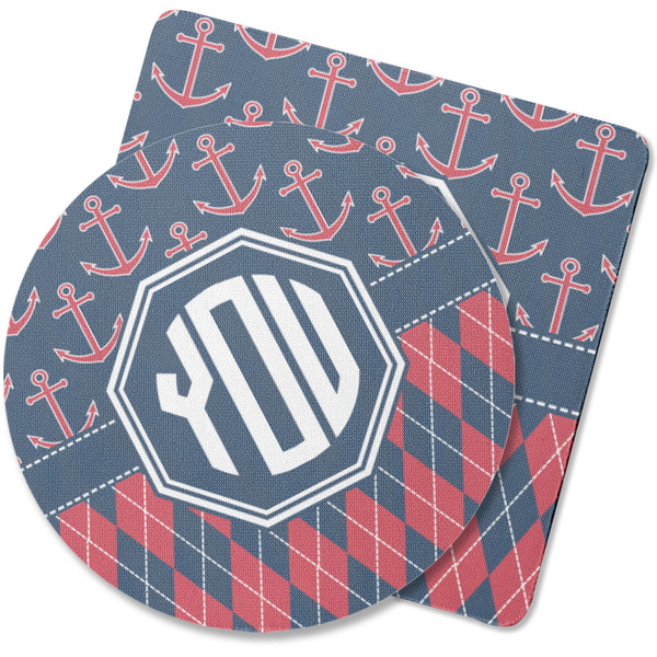 Custom Anchors & Argyle Rubber Backed Coaster (Personalized)
