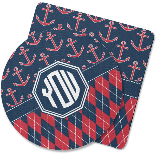 Custom Anchors & Argyle Rubber Backed Coaster (Personalized)