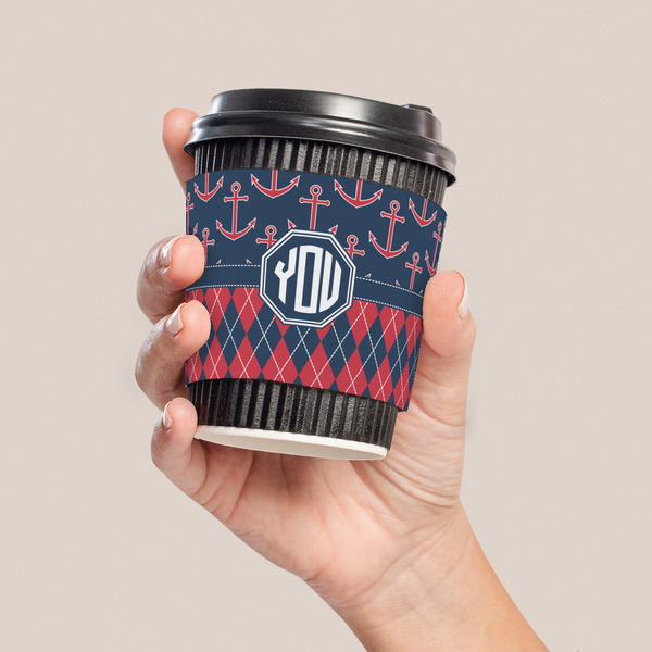 Anchors & Argyle Coffee Cup Sleeve - LIFESTYLE