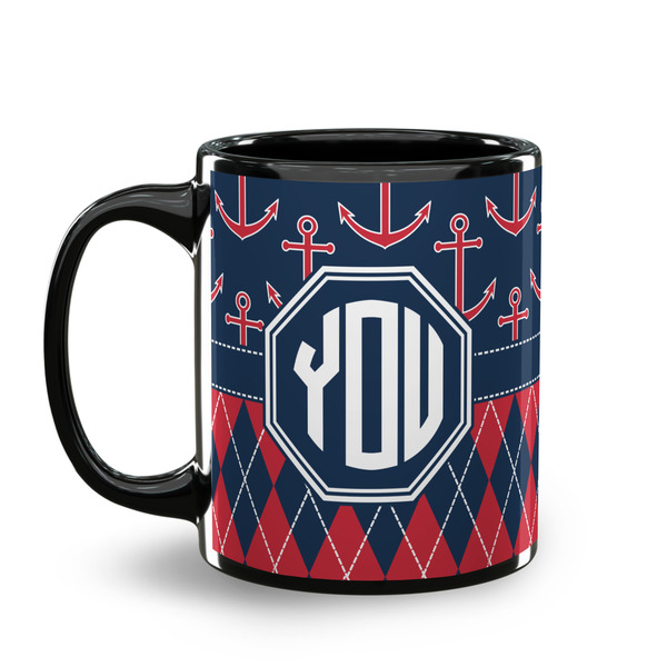 Anchors & Argyle Coffee Mug - 11 oz - Black