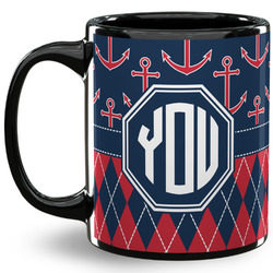 Anchors & Argyle 11 Oz Coffee Mug - Black (Personalized)