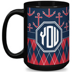 Anchors & Argyle 15 Oz Coffee Mug - Black (Personalized)