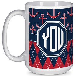 Anchors & Argyle 15 Oz Coffee Mug - White (Personalized)