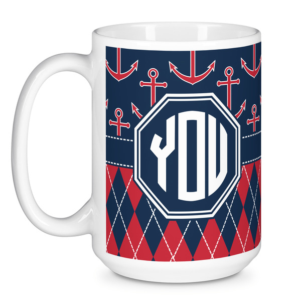 Anchors & Argyle Coffee Mug - 15 oz - White