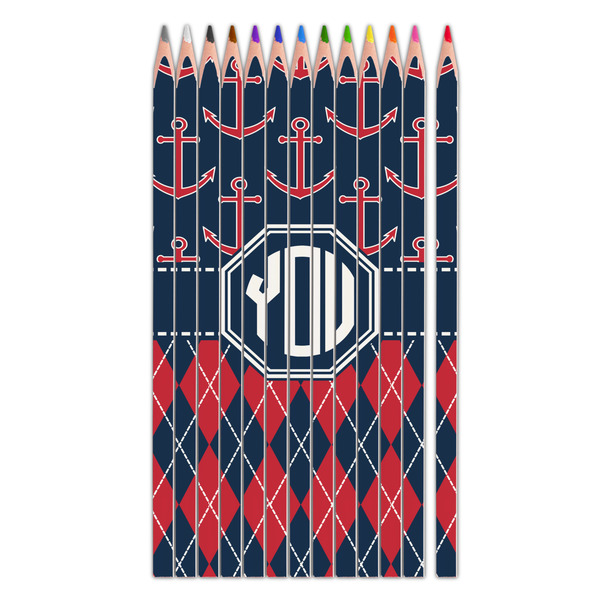Custom Anchors & Argyle Colored Pencils (Personalized)