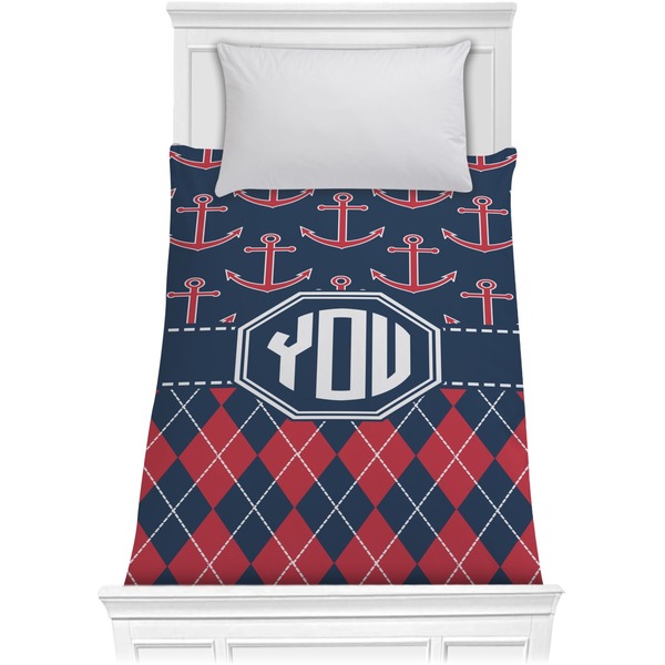 Custom Anchors & Argyle Comforter - Twin XL (Personalized)