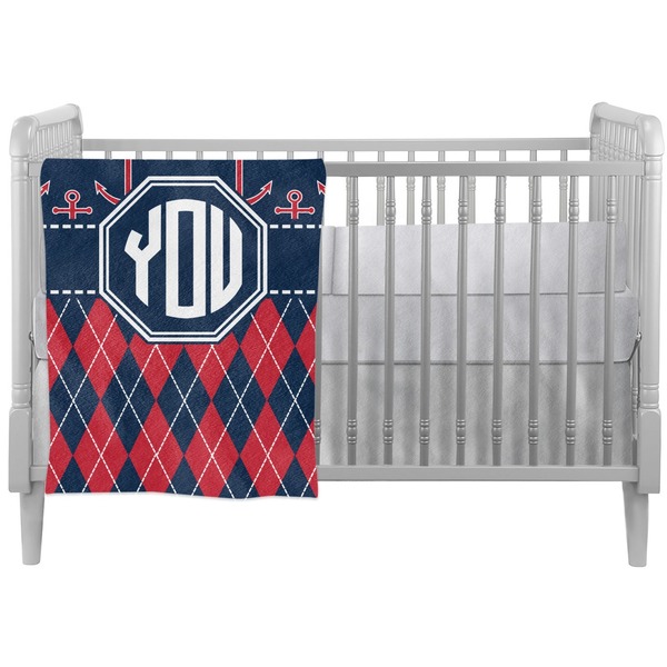 Custom Anchors & Argyle Crib Comforter / Quilt (Personalized)