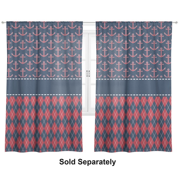 Custom Anchors & Argyle Curtain Panel - Custom Size