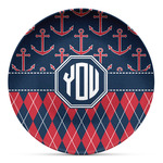Anchors & Argyle Microwave Safe Plastic Plate - Composite Polymer (Personalized)