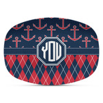 Anchors & Argyle Plastic Platter - Microwave & Oven Safe Composite Polymer (Personalized)