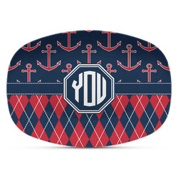 Anchors & Argyle Plastic Platter - Microwave & Oven Safe Composite Polymer (Personalized)