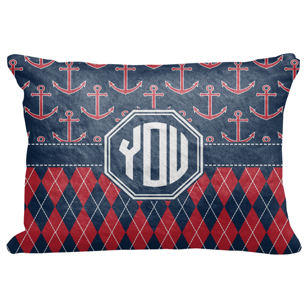 Custom Anchors & Argyle Decorative Baby Pillowcase - 16"x12" w/ Monogram