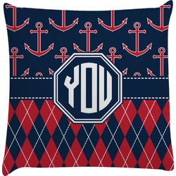 Anchors & Argyle Decorative Pillow Case (Personalized)