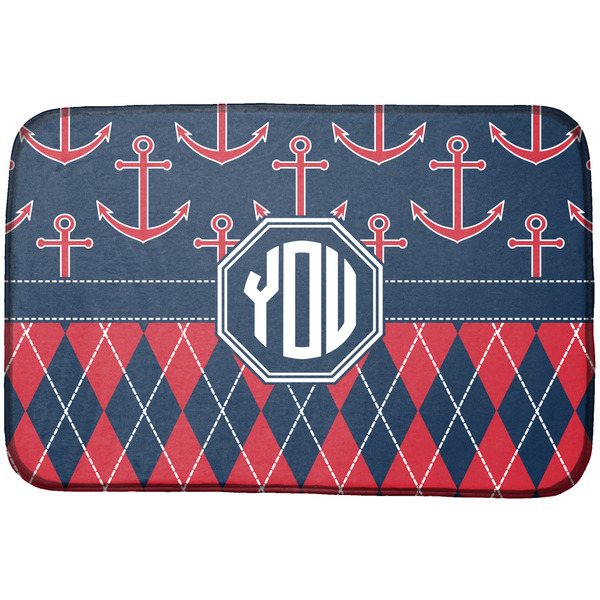 Custom Anchors & Argyle Dish Drying Mat w/ Monogram