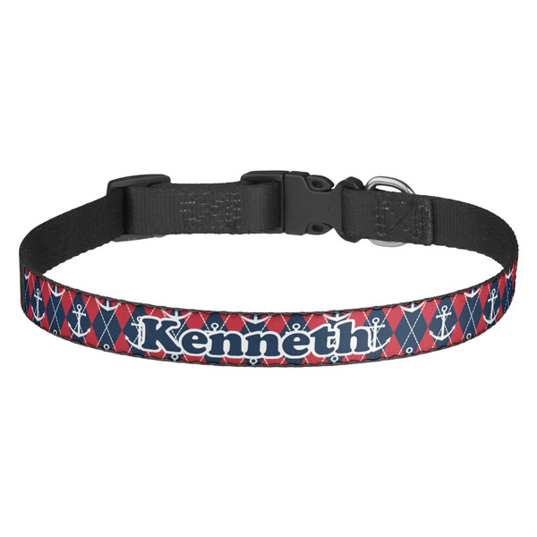 Custom Anchors & Argyle Dog Collar (Personalized)