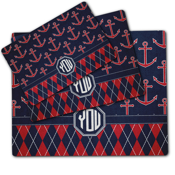 Anchors & Argyle Dog Food Mat - MAIN (sm, med, lrg)