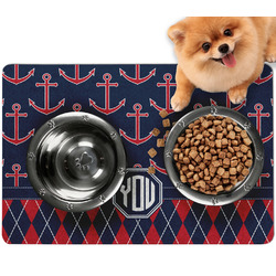 Anchors & Argyle Dog Food Mat - Small w/ Monogram