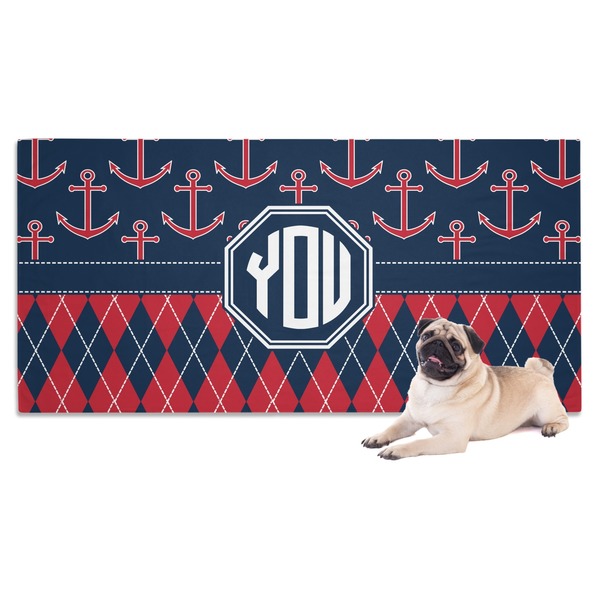 Custom Anchors & Argyle Dog Towel (Personalized)