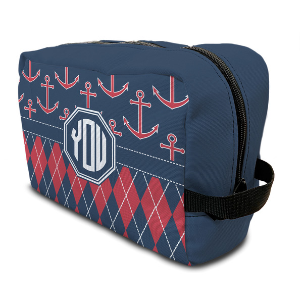 Custom Anchors & Argyle Toiletry Bag / Dopp Kit (Personalized)