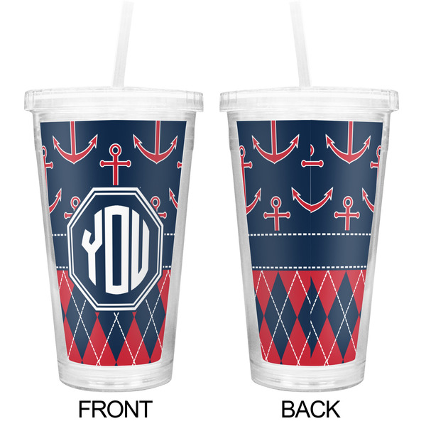 Anchors & Argyle Double Wall Tumbler with Straw - Approval