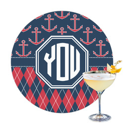 Anchors & Argyle Printed Drink Topper - 3.25" (Personalized)