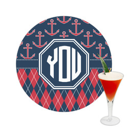 Anchors & Argyle Printed Drink Topper -  2.5" (Personalized)
