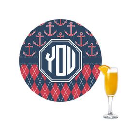 Anchors & Argyle Printed Drink Topper - 2.15" (Personalized)