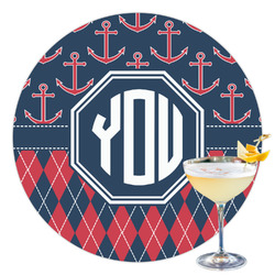 Anchors & Argyle Printed Drink Topper - 3.5" (Personalized)