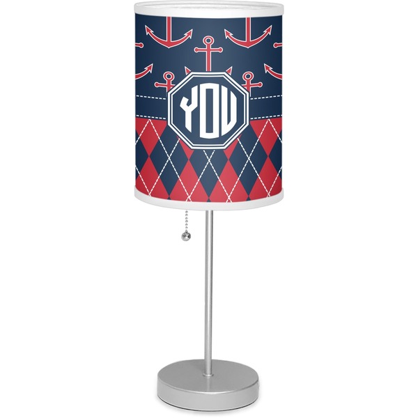 Custom Anchors & Argyle 7" Drum Lamp with Shade Polyester (Personalized)
