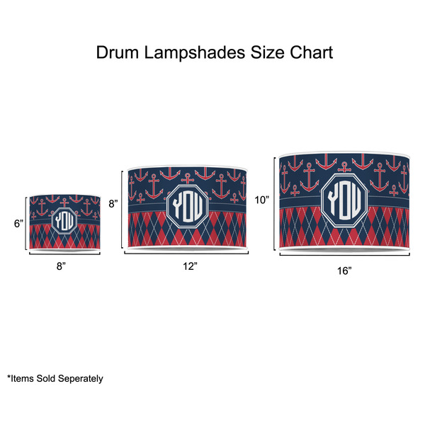 Anchors & Argyle Drum Lampshades - Sizing Chart