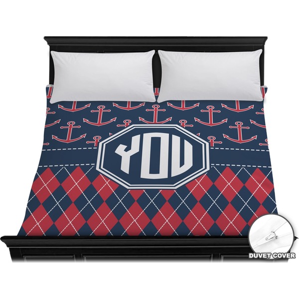 Custom Anchors & Argyle Duvet Cover - King (Personalized)