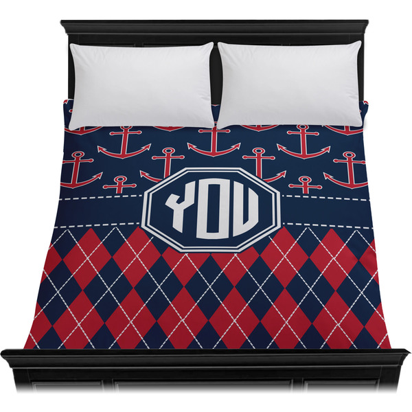 Anchors & Argyle Duvet Cover - Queen - On Bed - No Prop
