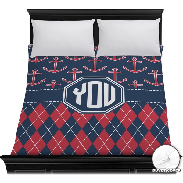 Custom Anchors & Argyle Duvet Cover - Full / Queen (Personalized)