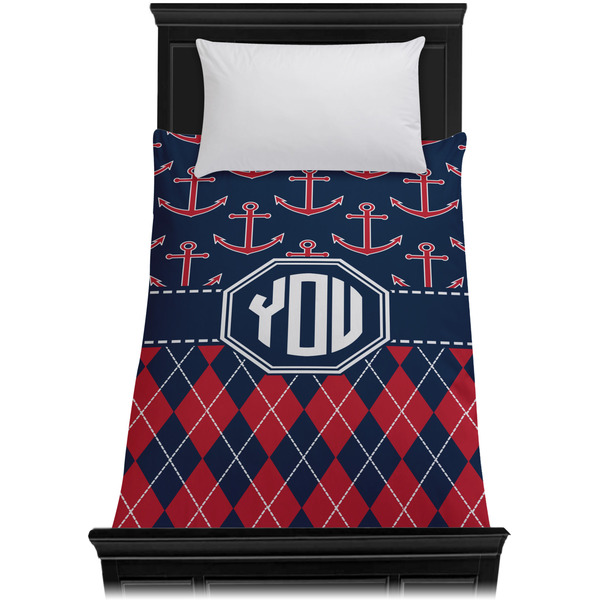 Anchors & Argyle Duvet Cover - Twin XL - On Bed - No Prop