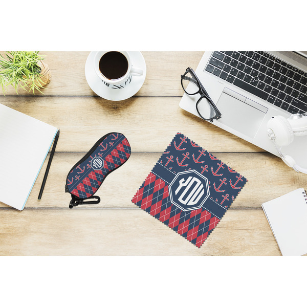 Anchors & Argyle Eyeglass Case and Cloth Set - LIFESTYLE