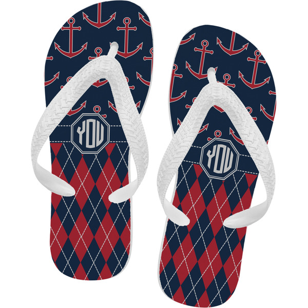 Custom Anchors & Argyle Flip Flops - Small (Personalized)