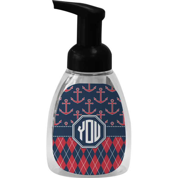 Custom Anchors & Argyle Foam Soap Bottle - Black (Personalized)