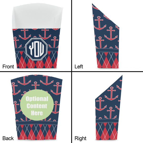 Anchors & Argyle French Fry Favor Box - Front & Back View