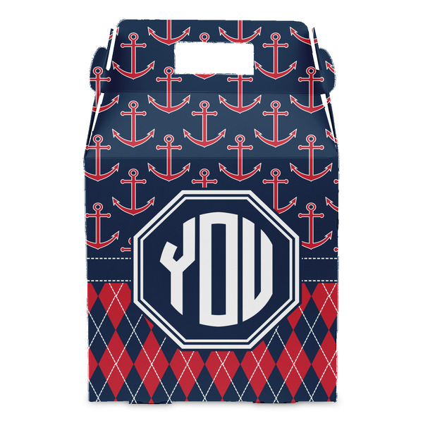 Anchors & Argyle Gable Favor Box - Front