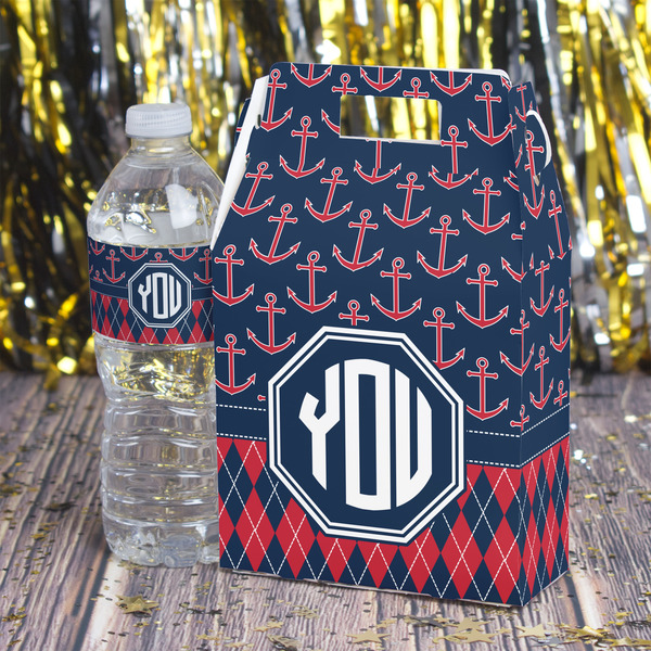 Anchors & Argyle Gable Favor Box - In Context