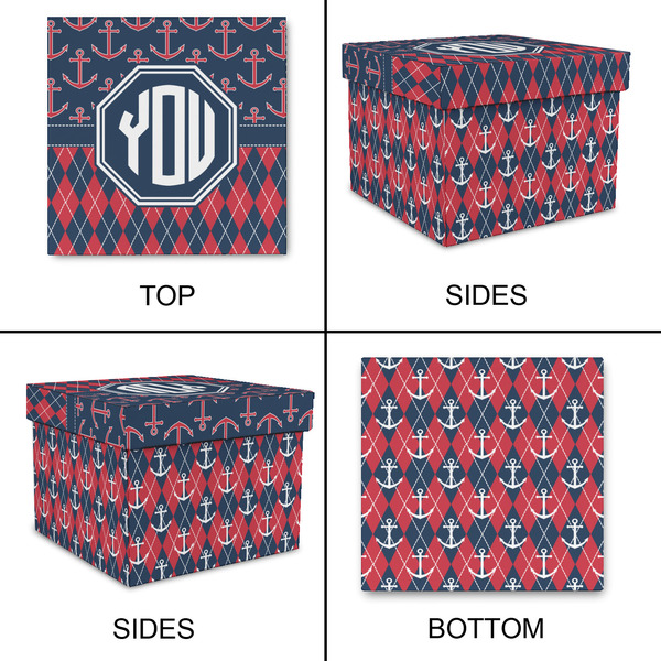 Anchors & Argyle Gift Boxes with Lid - Canvas Wrapped - Large - Approval